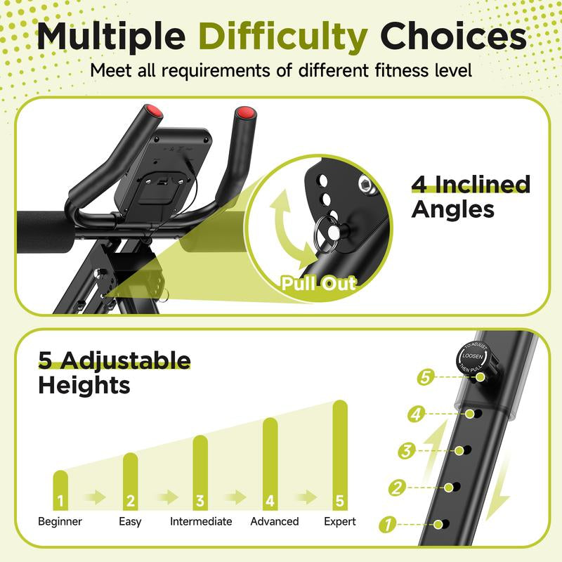 FLYBIRD Ab Workout Equipment, Adjustable Ab Machine Full Body Workout for Home Gym, Strength Training Exercise Equipment for Body Shaping Foldable Waist Trainer Suitable for Beginner