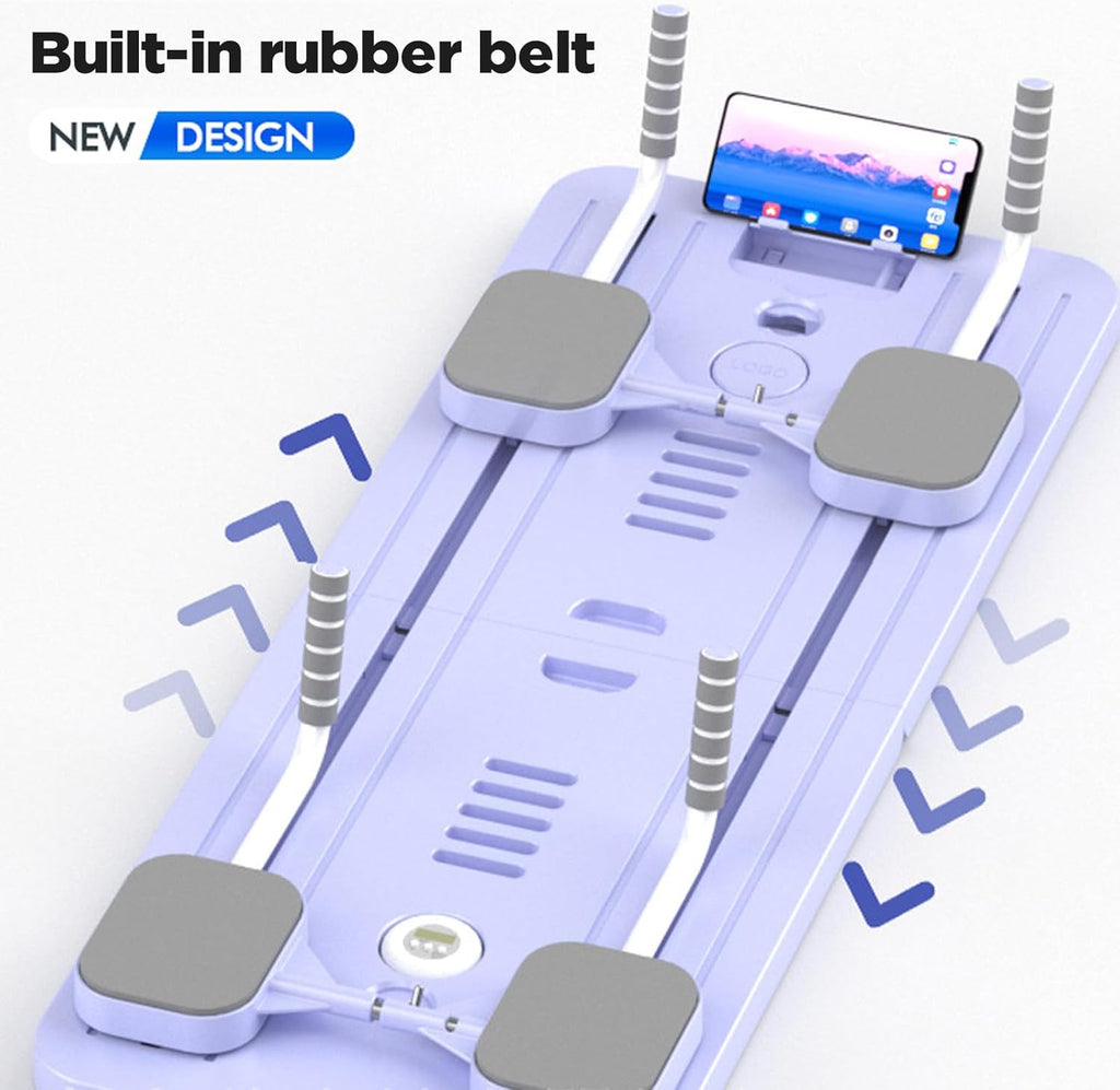 Foldable Pilates Reformer with Resistance Bands & Timer