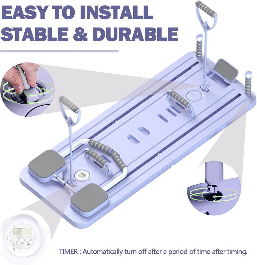 Foldable Pilates Reformer with Resistance Bands & Timer