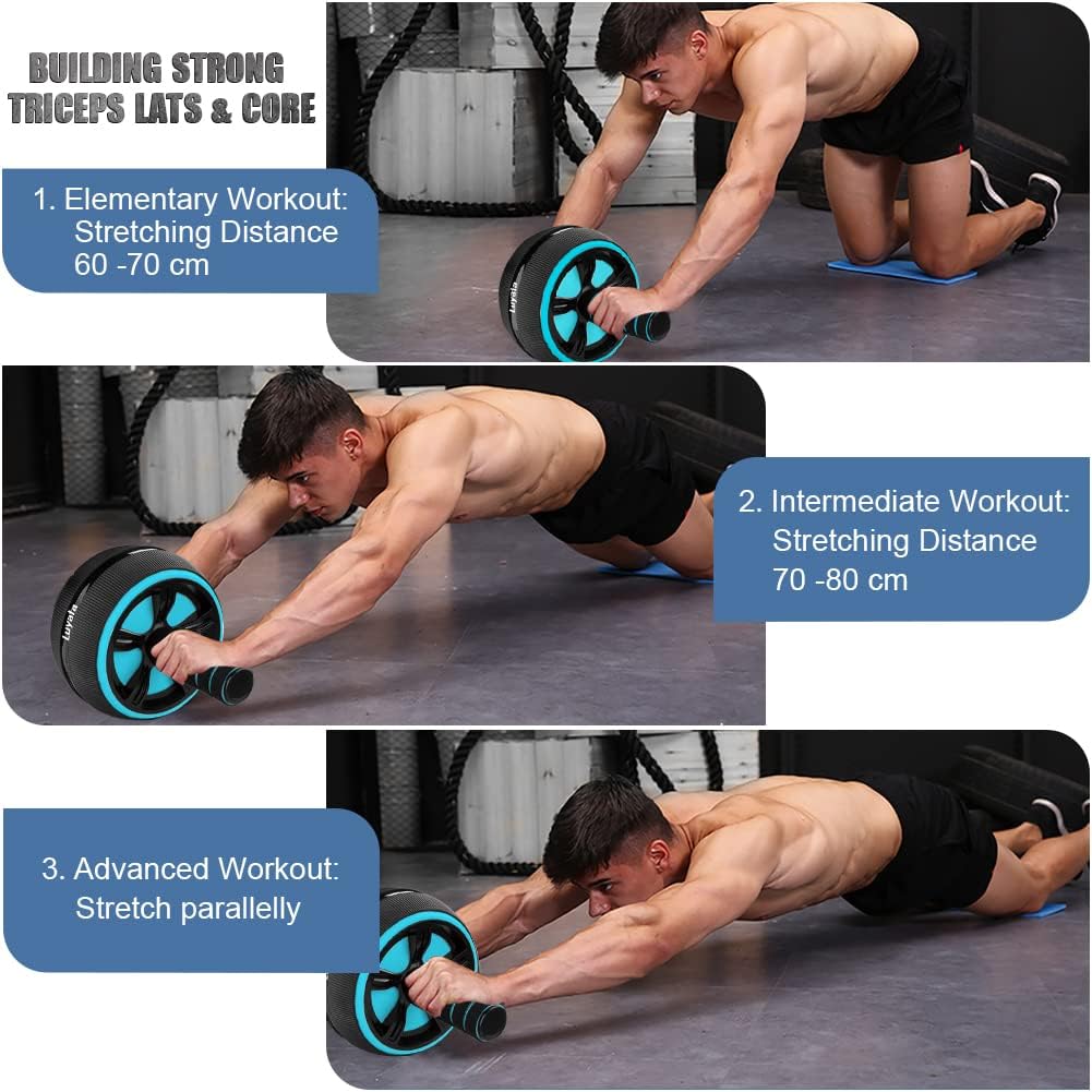 Ab Roller Wheel Kit with Resistance Bands, Knee Mat, Jump Rope, Push-Up Bar