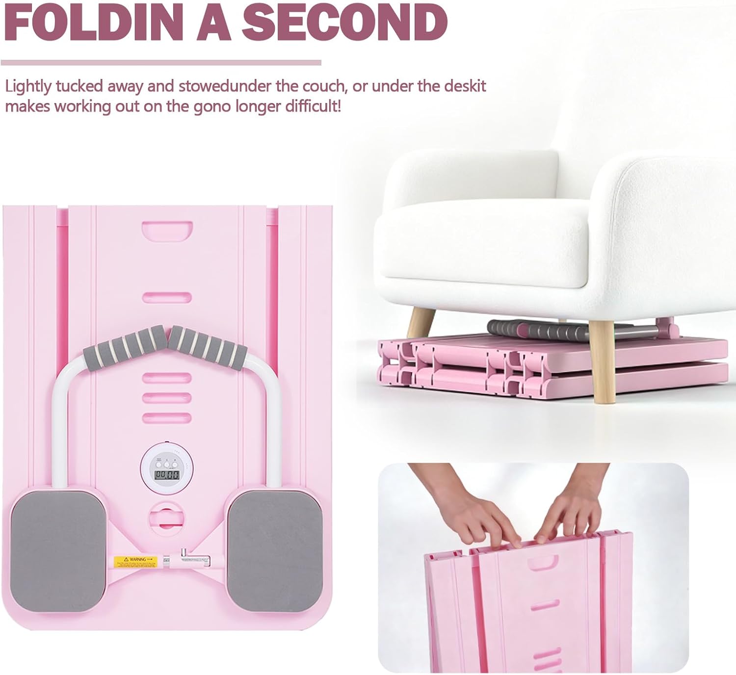 Foldable Pilates Reformer with Resistance Bands & Timer