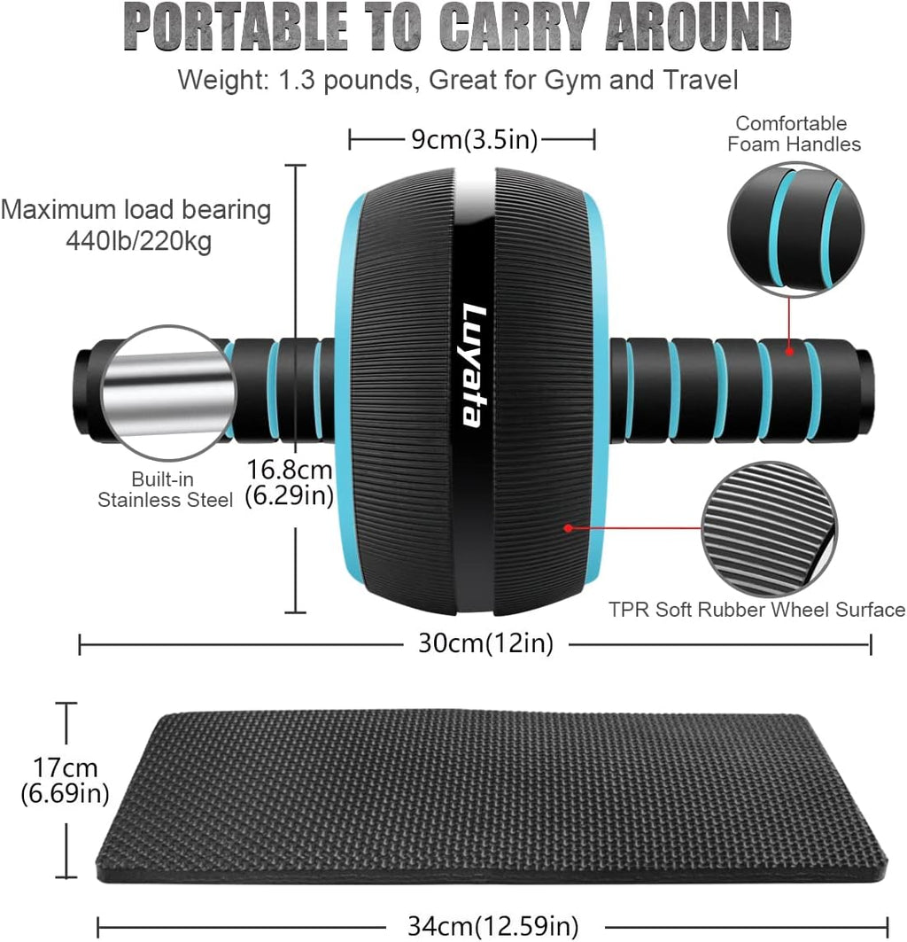 Ab Roller Wheel Kit with Resistance Bands, Knee Mat, Jump Rope, Push-Up Bar