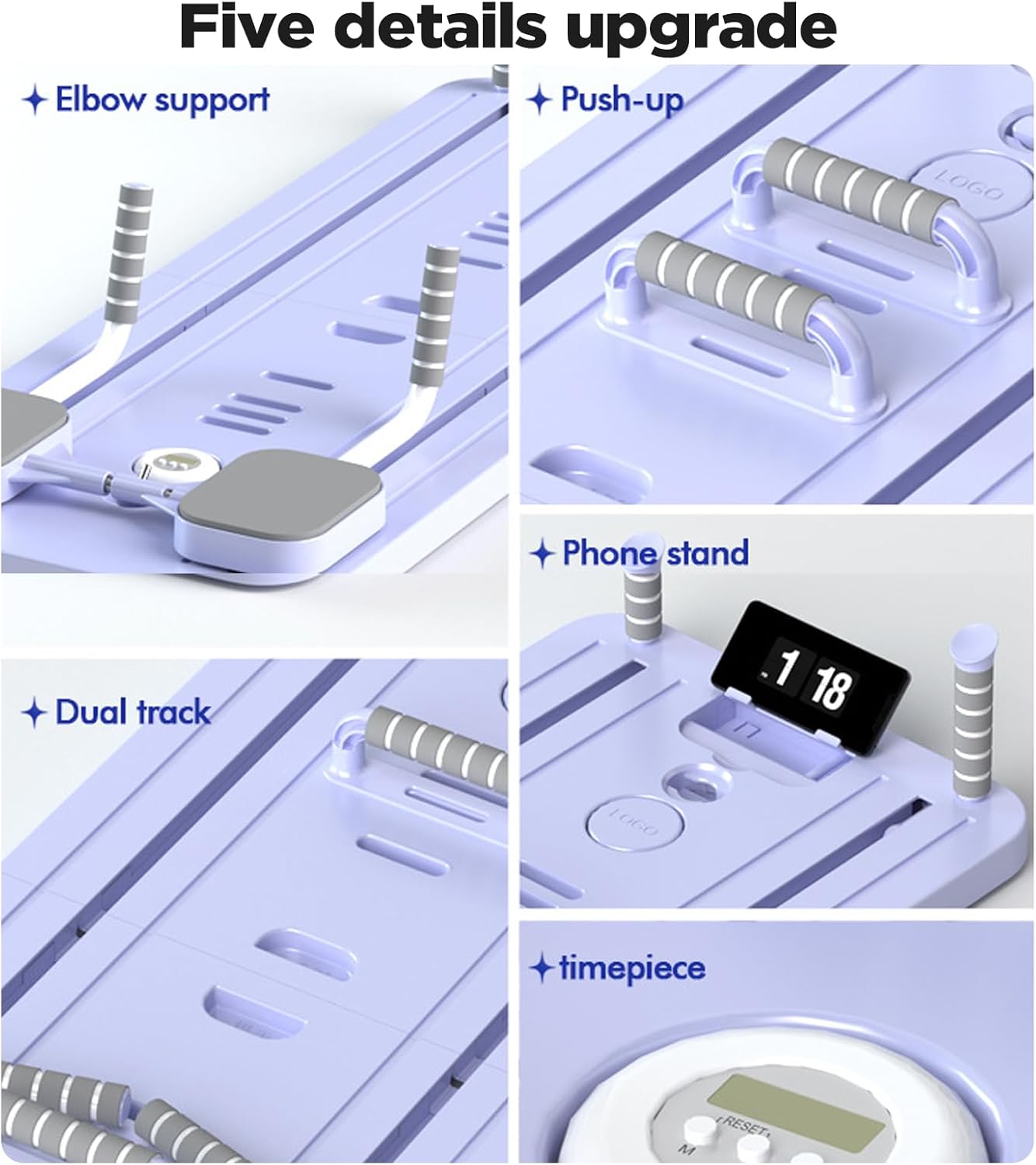 Foldable Pilates Reformer with Resistance Bands & Timer