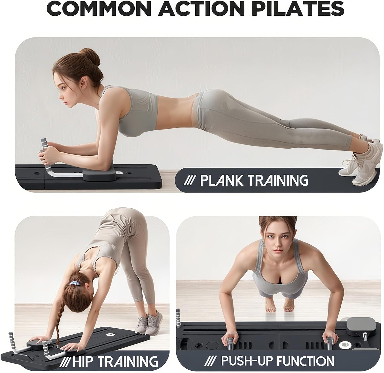 Foldable Pilates Reformer with Resistance Bands & Timer