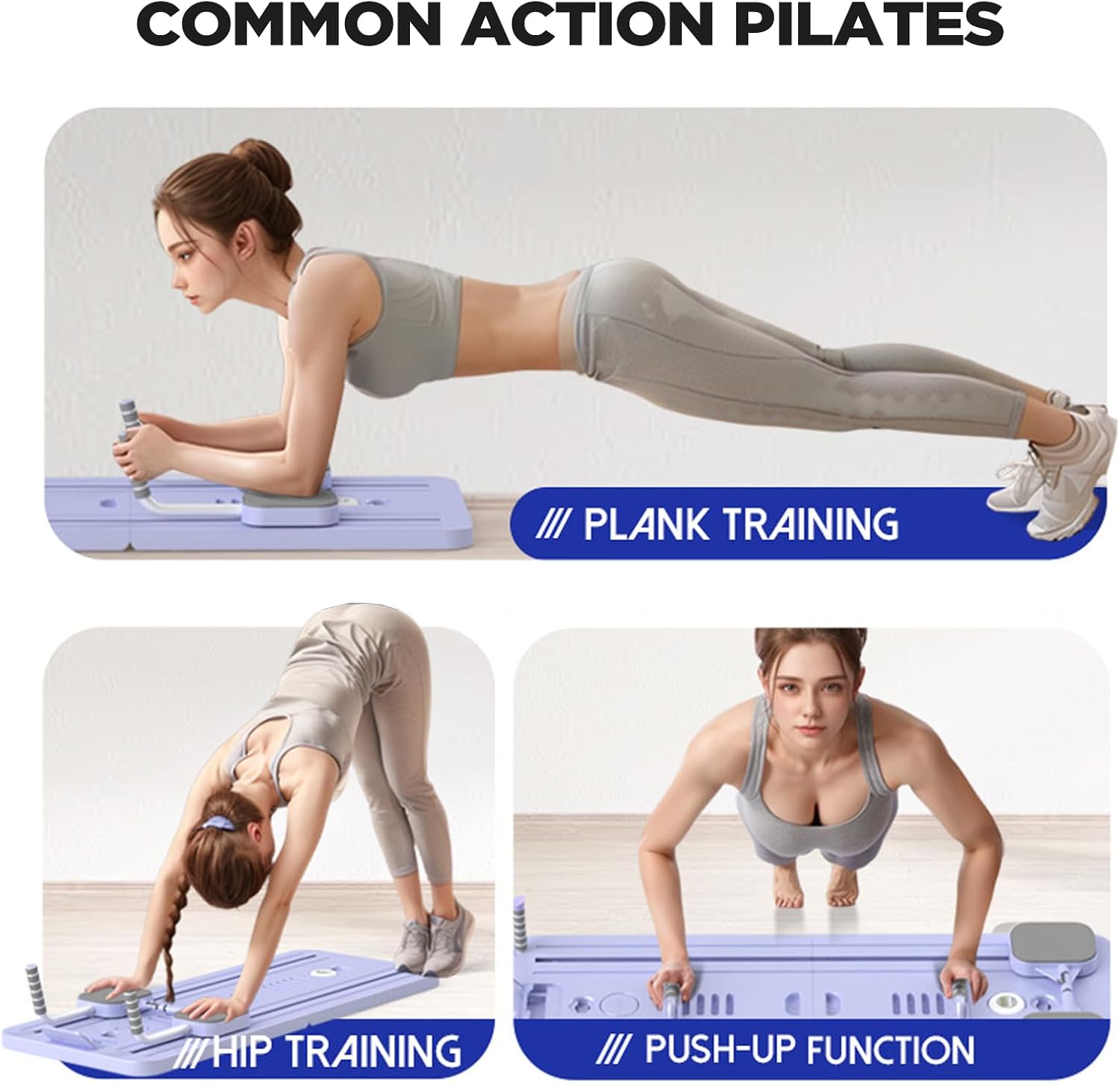 Foldable Pilates Reformer with Resistance Bands & Timer