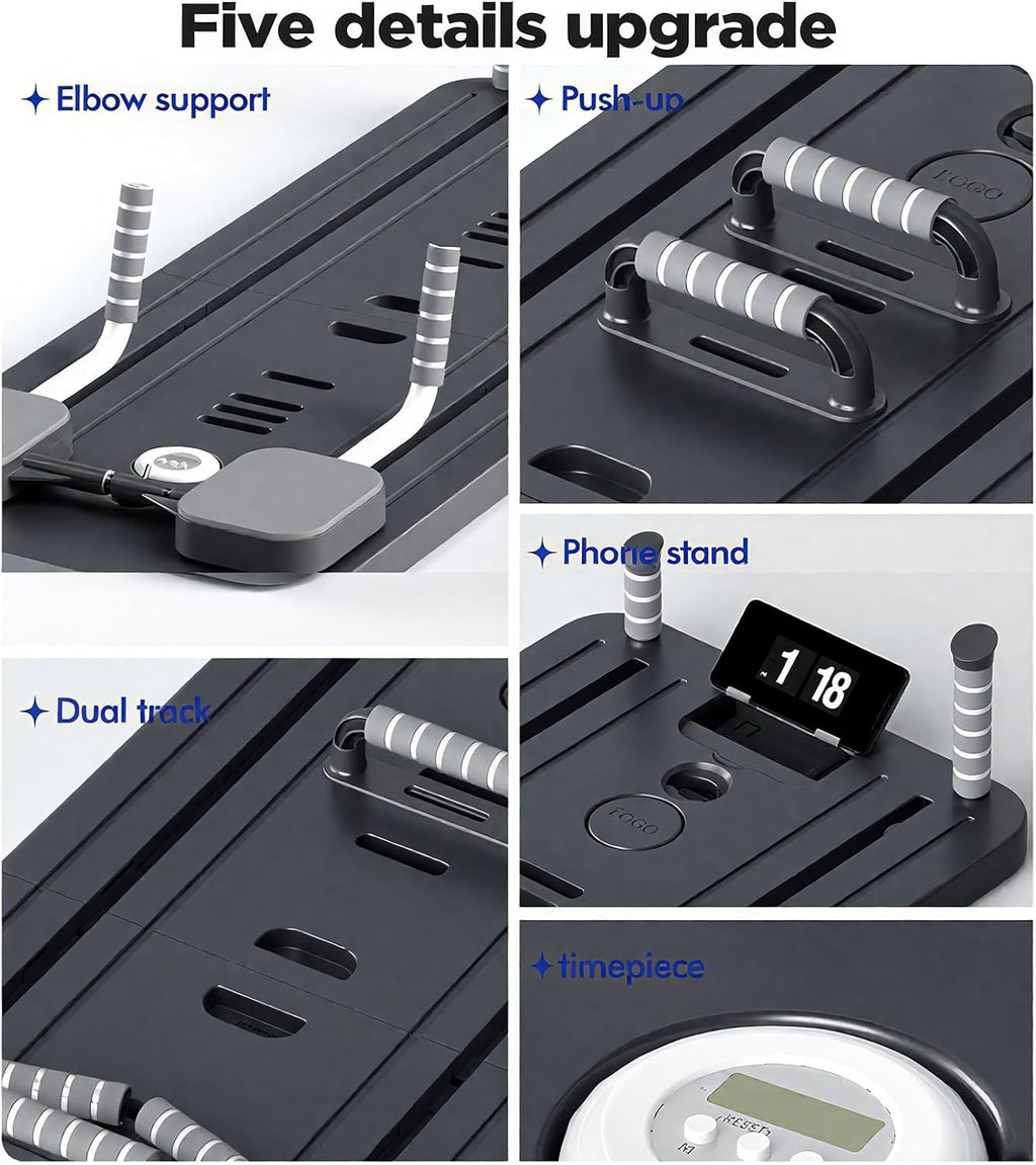 Foldable Pilates Reformer with Resistance Bands & Timer