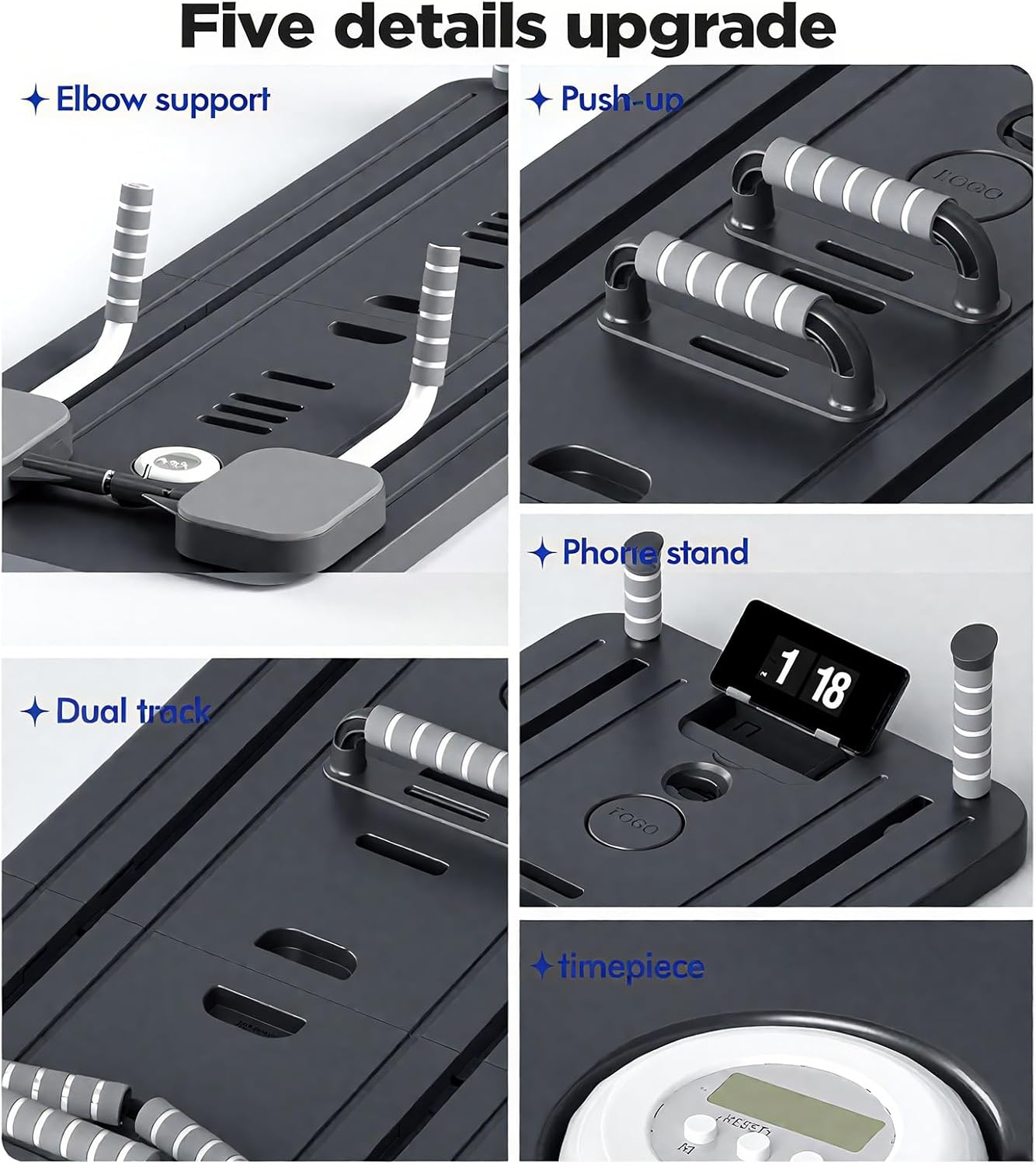 Foldable Pilates Reformer with Resistance Bands & Timer