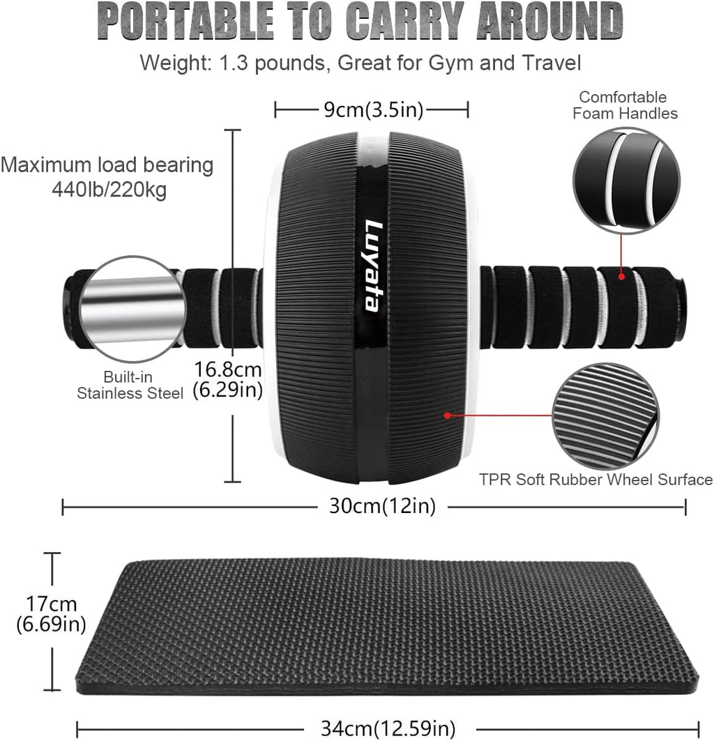 Ab Roller Wheel Kit with Resistance Bands, Knee Mat, Jump Rope, Push-Up Bar