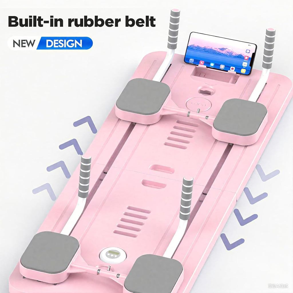 Foldable Pilates Reformer with Resistance Bands & Timer