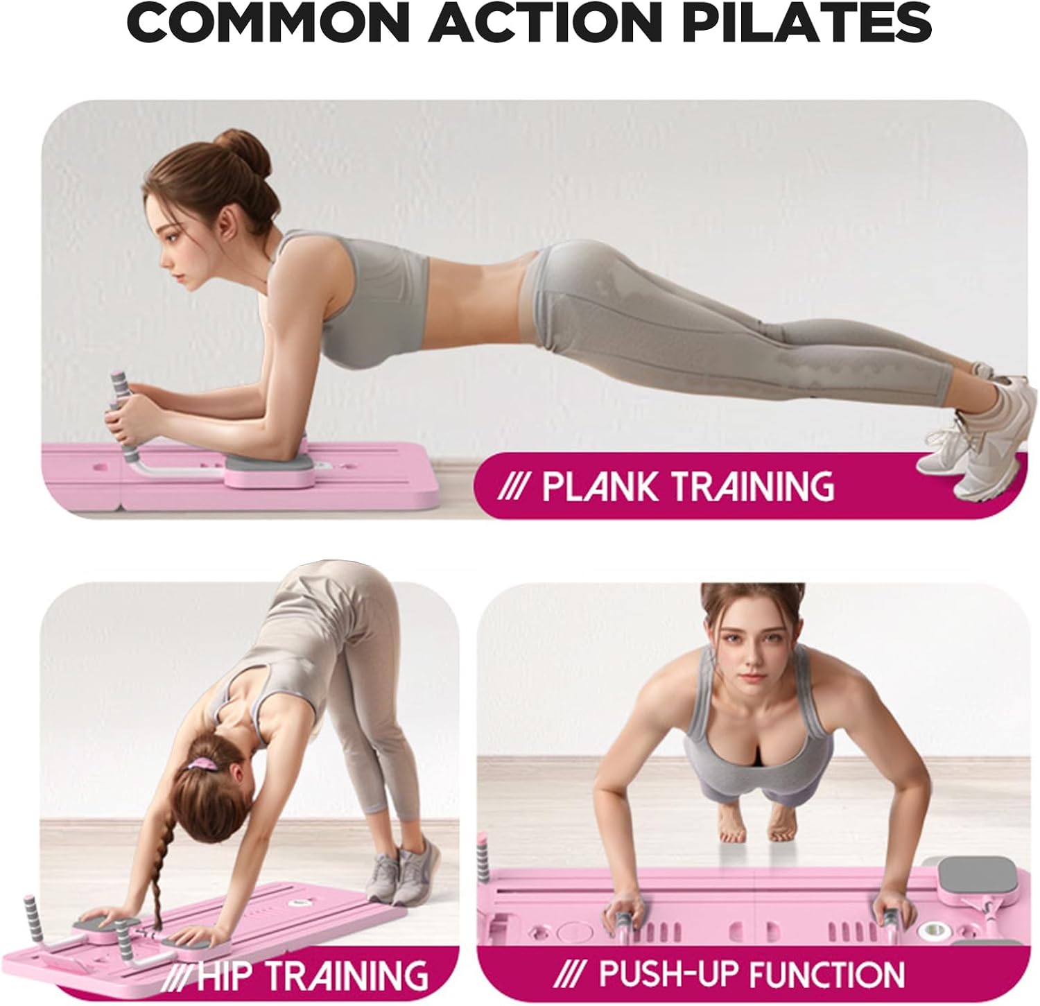 Foldable Pilates Reformer with Resistance Bands & Timer