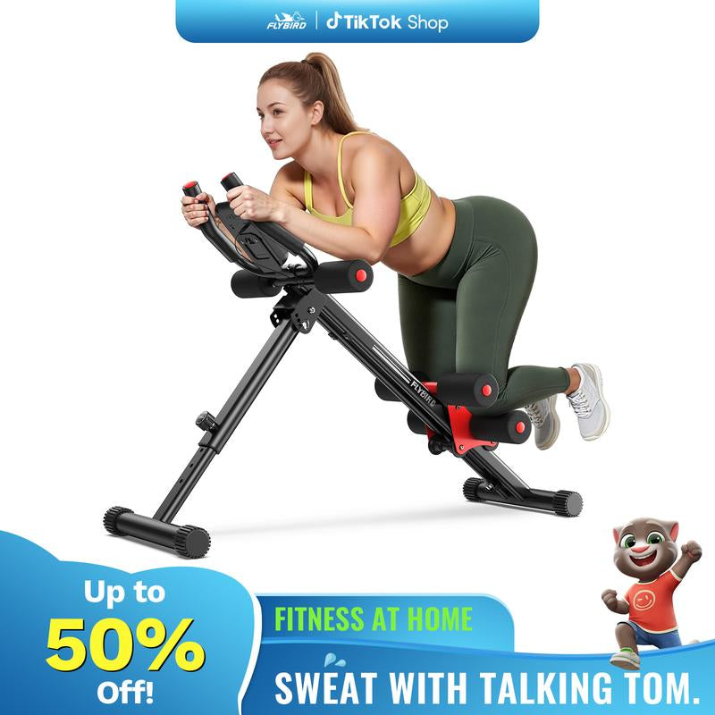 FLYBIRD Ab Workout Equipment, Adjustable Ab Machine Full Body Workout for Home Gym, Strength Training Exercise Equipment for Body Shaping Foldable Waist Trainer Suitable for Beginner